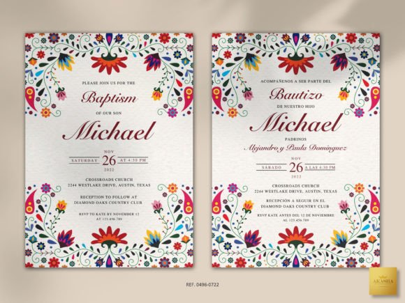 Download Mexican Baptism Invitation Template - Mexican Collection