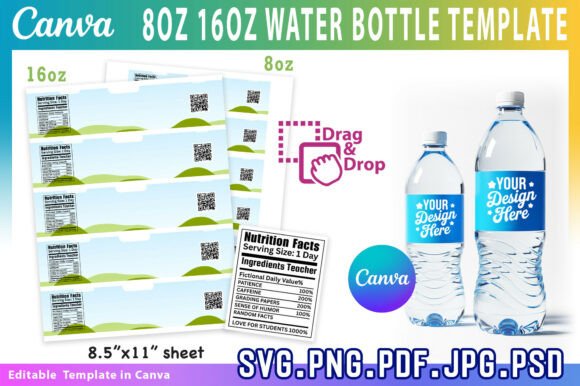 Download 8oz,16oz Water Bottle Label Template - Label Collection