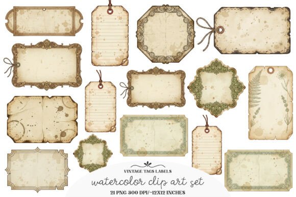 Download Vintage Tags Labels Junk Journal Kit - Label Collection