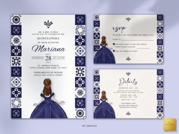 Download Mexican QUINCEAÑERA Invitation Template - Mexican Collection