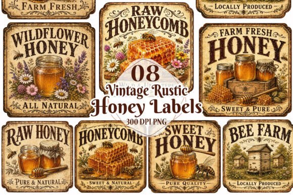 Download Vintage Rustic Honey Labels - Label Collection
