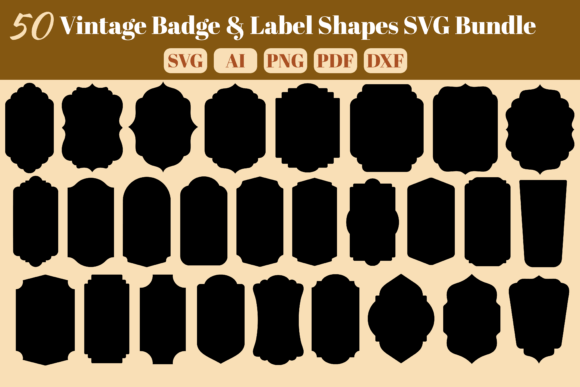 Download 50 Vintage Badge &amp; Label Shapes SVG - Label Collection