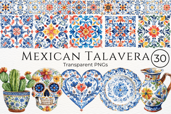 Download Mexican Talavera Watercolor Cliparts - Mexican Collection