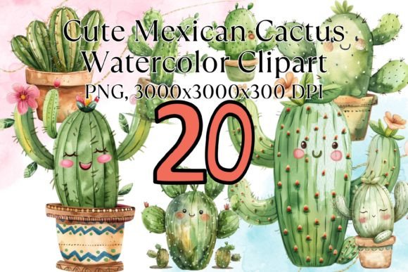 Download Cute Mexican Cactus Watercolor Clipart - Mexican Collection