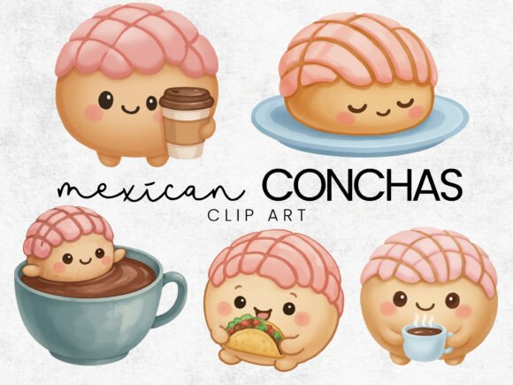 Download Kawaii Conchas Mexican Bread Clipart PNG - Mexican Collection