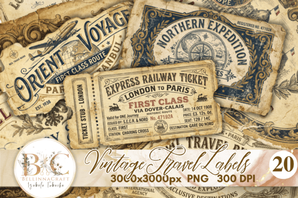 Download Vintage Travel Labels PNG Bundle - Label Collection